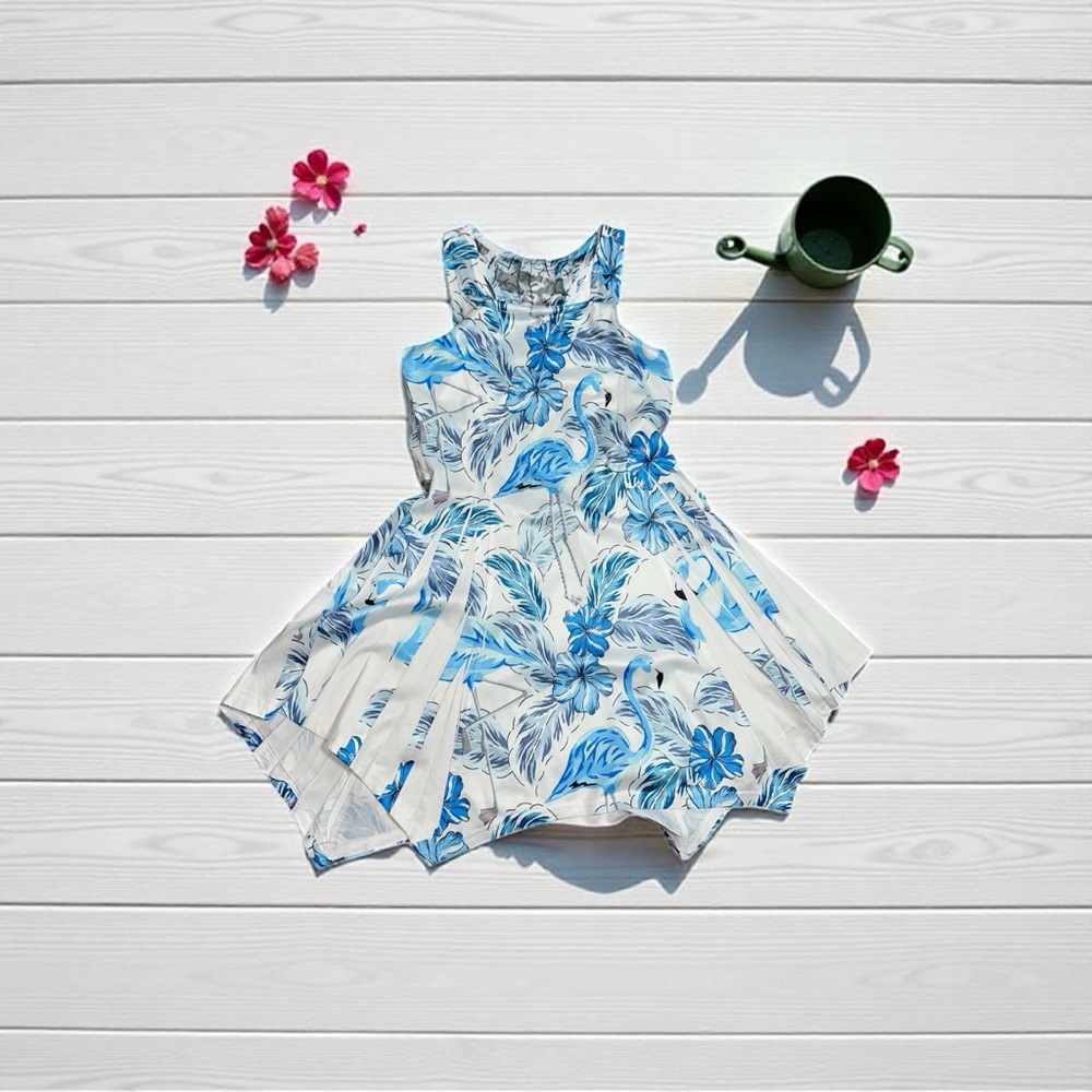 Shoreline Blue and White Floral Kids Casual Dress